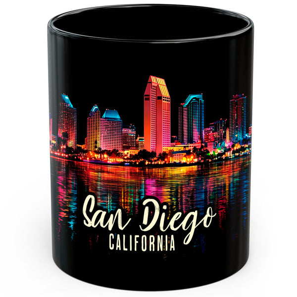 San Diego California Mug 11oz — Black Ceramic Sunny SoCal Beaches Coffee Mug