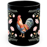 Rooster Mug 11oz — Black Ceramic Morning Farm Bird Coffee Mug 1