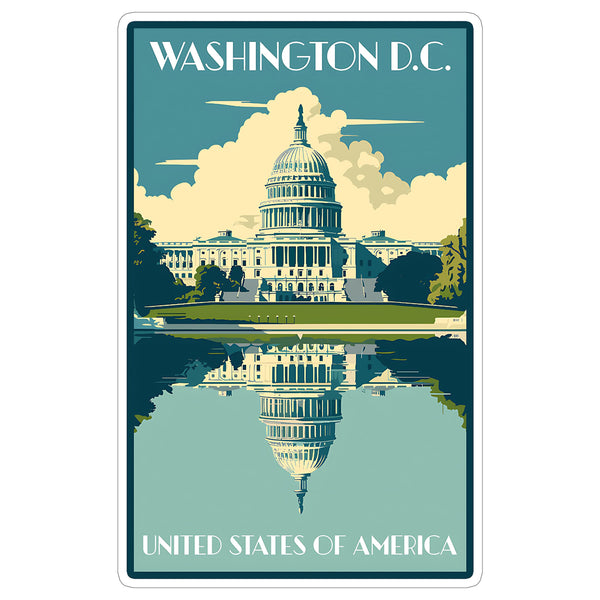 Washington DC Sticker 4 Inch City Travel Souvenir Destination - Waterproof Vinyl Decal for Laptop Water Bottle Car Tumbler - Durable Aesthetic Long-Lasting Stickers for Adults ID44990