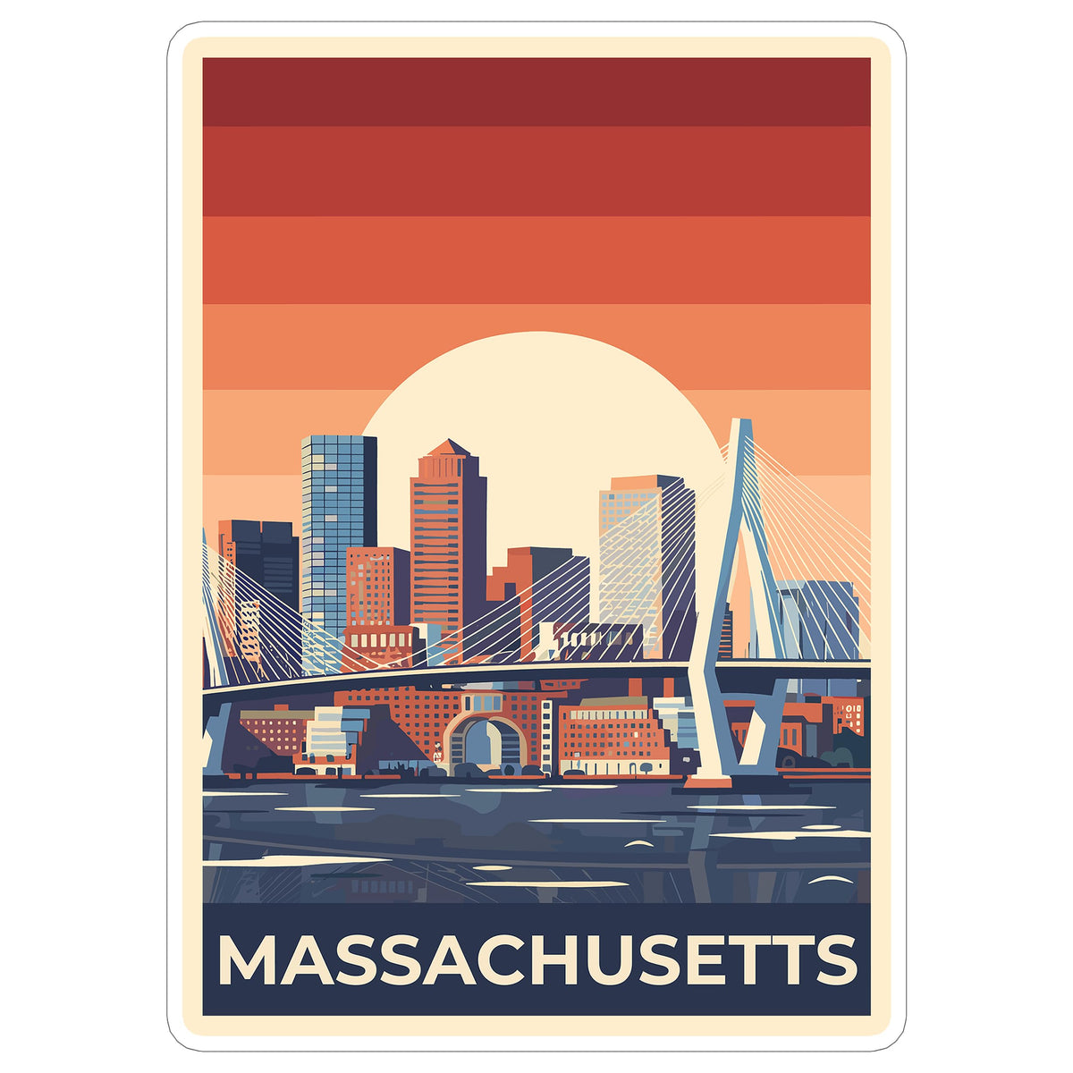 Massachusetts State Sticker 4 Inch - Waterproof Vinyl Decal for Laptop Water Bottle Car Tumbler - Durable Aesthetic Long-Lasting Stickers for Adults ID44990