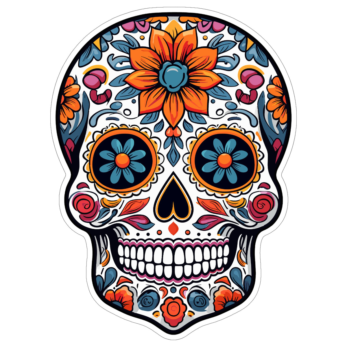 Day of The Dead Sticker 4 Inch — Waterproof Vinyl Decal Dia de Los Muertos Skull