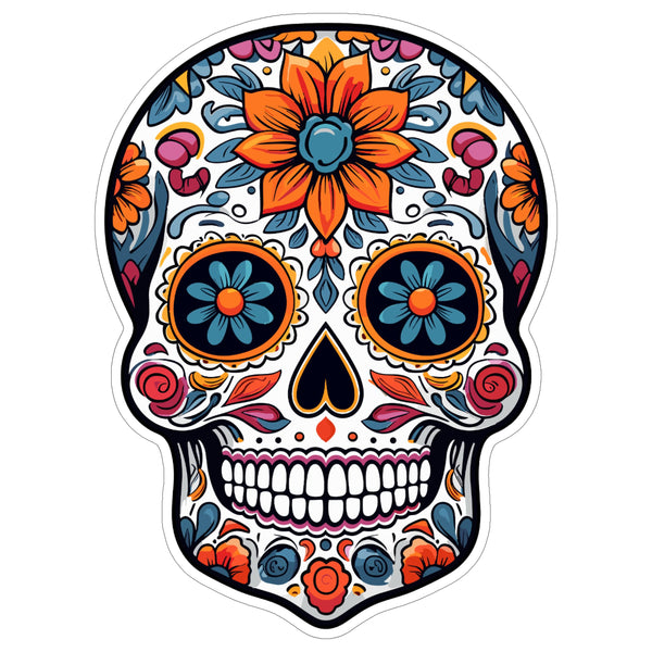 Day of The Dead Sticker 4 Inch — Waterproof Vinyl Decal Dia de Los Muertos Skull