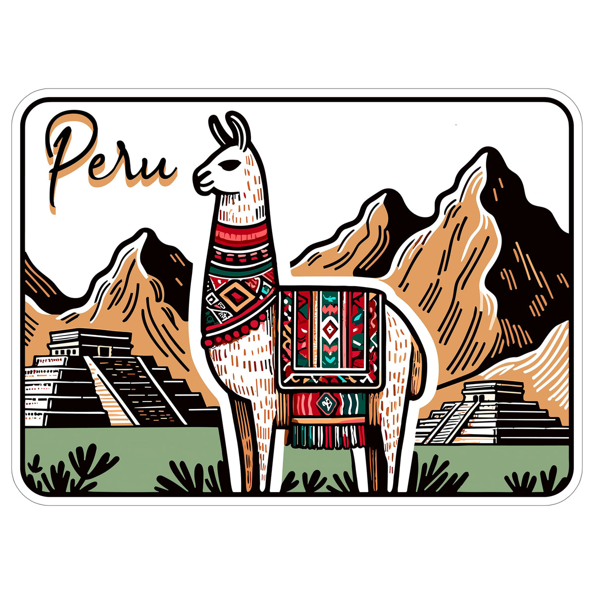Peru Sticker 4 Inch City Travel Souvenir Destination - Waterproof Vinyl Decal for Laptop Water Bottle Car Tumbler - Durable Aesthetic Long-Lasting Stickers for Adults ID44990