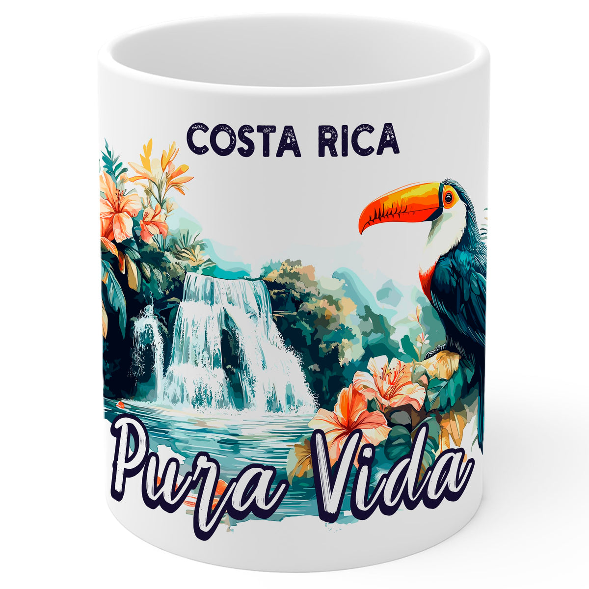 Pura Vida Costa Rica Coffee Mug 11oz — White Ceramic Costa Rican Lifestyle Mug