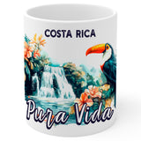 Pura Vida Costa Rica Coffee Mug 11oz — White Ceramic Costa Rican Lifestyle Mug 1