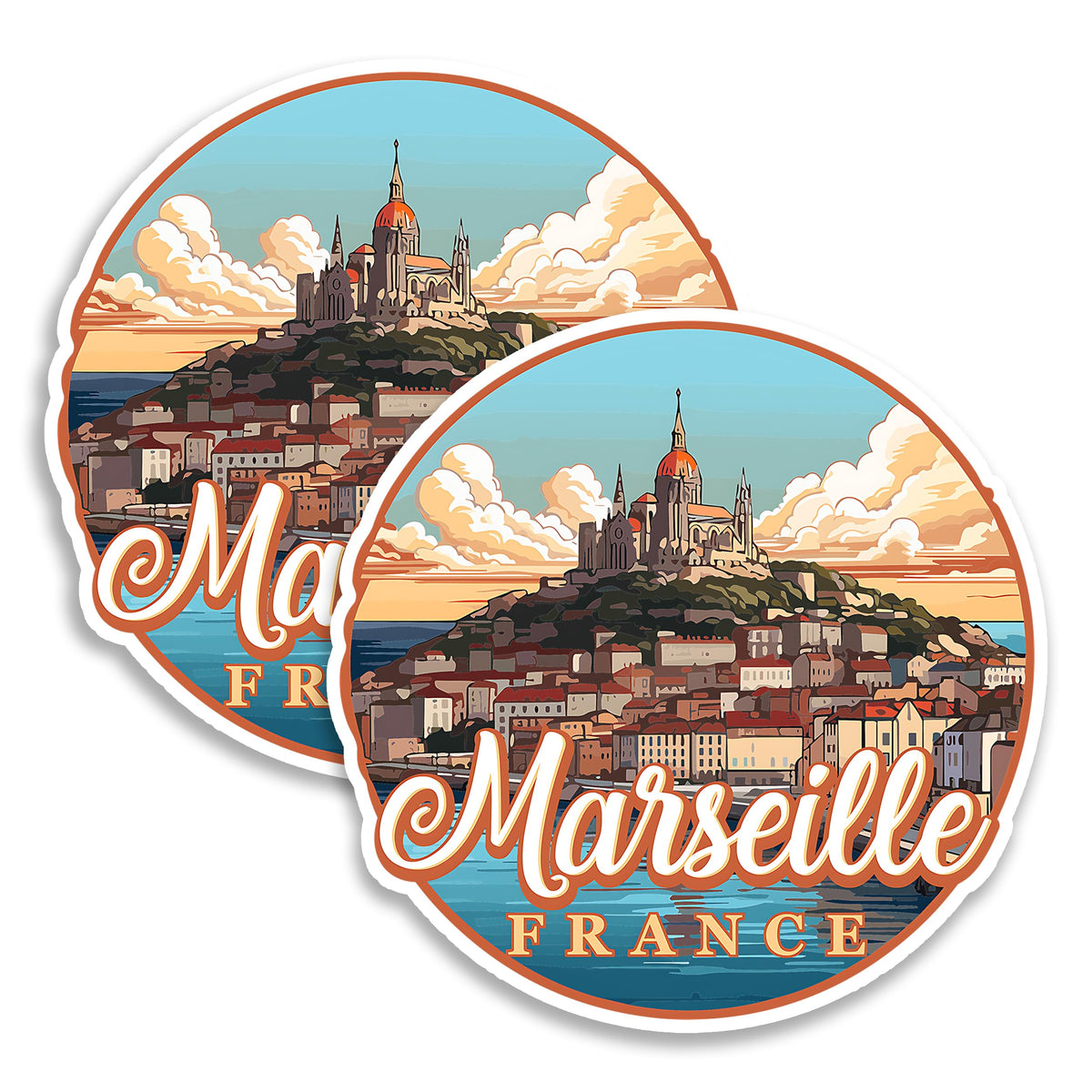 Marseille France Magnet 4 Inch 2-Pack Old Port – Strong Vinyl Decorative Travel Magnets for Fridge Locker Kitchen Office – Cute Fun Aesthetic Cool Durable & Long-Lasting Souvenir ID44999