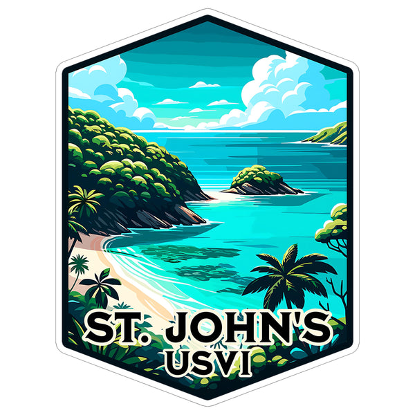 St. John's USVI Sticker 4 Inch City Travel Souvenir Destination - Waterproof Vinyl Decal for Laptop Water Bottle Car Tumbler - Durable Aesthetic Long-Lasting Stickers for Adults ID44990