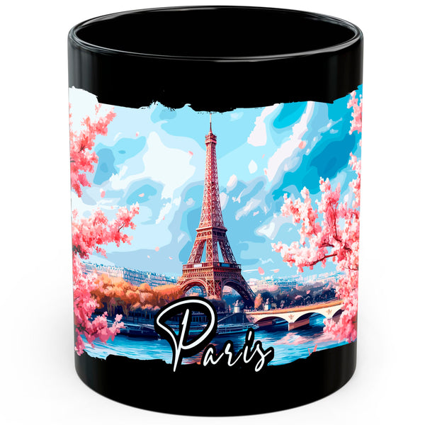 Paris France Coffee Mug 11oz — Black Ceramic City of Light Mug