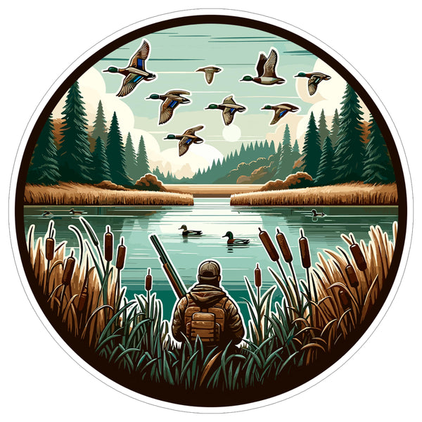 Duck Hunting Sticker 4 Inch — Waterproof Vinyl Decal Waterfowl Outdoors Blind Decoy