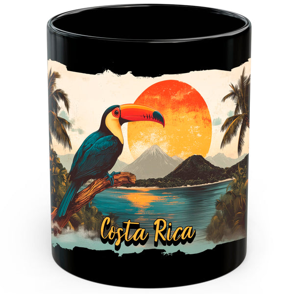 Costa Rica Coffee Mug 11oz — Black Ceramic Pura Vida Tropical Paradise Mug