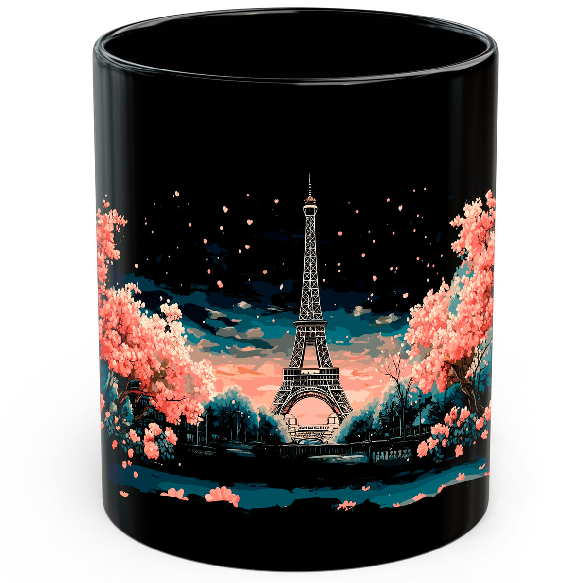 Eiffel Tower France Coffee Mug 11oz — Black Ceramic Paris Landmark Mug