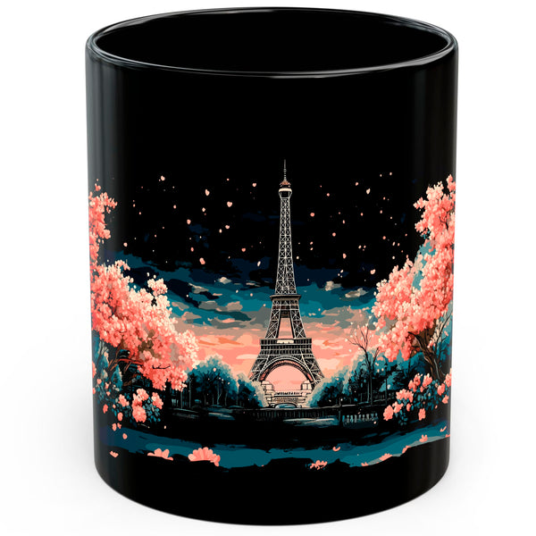Eiffel Tower France Coffee Mug 11oz — Black Ceramic Paris Landmark Mug