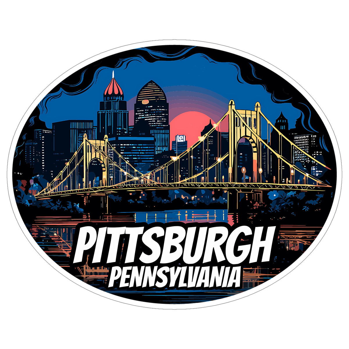 Pittsburgh Pennsylvania Sticker 4 Inch — Waterproof Vinyl Decal City Travel Souvenir