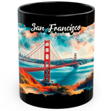 San Francisco Golden Gate Bridge CA Mug 11oz — Black Ceramic Bay Area Skyline Mug 1