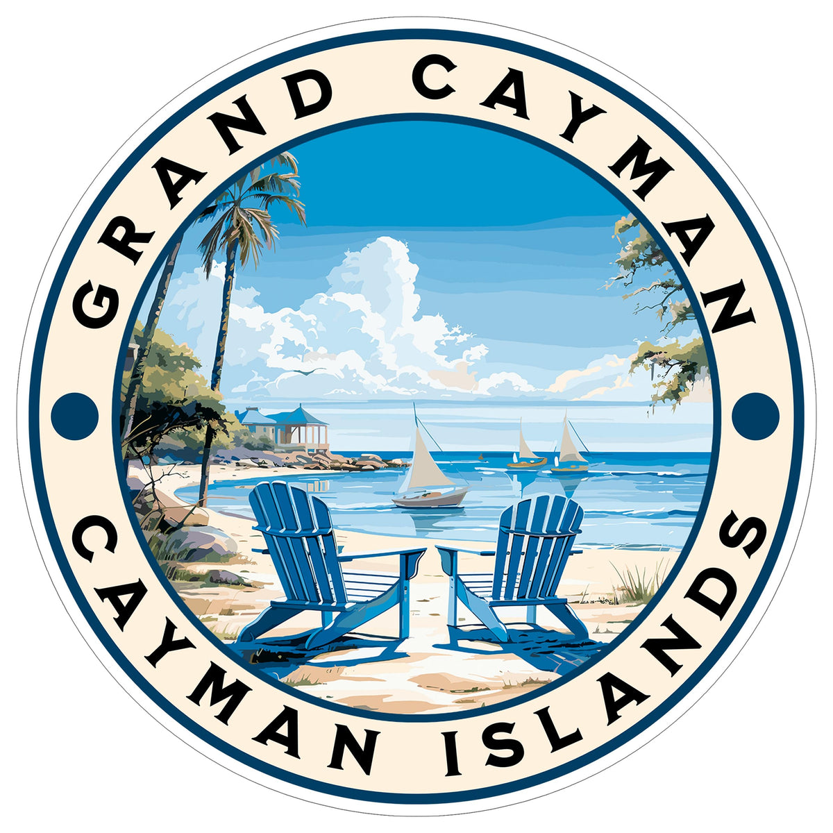 Grand Cayman Sticker 4 Inch — Waterproof Vinyl Decal Cayman Islands Beach Coastal