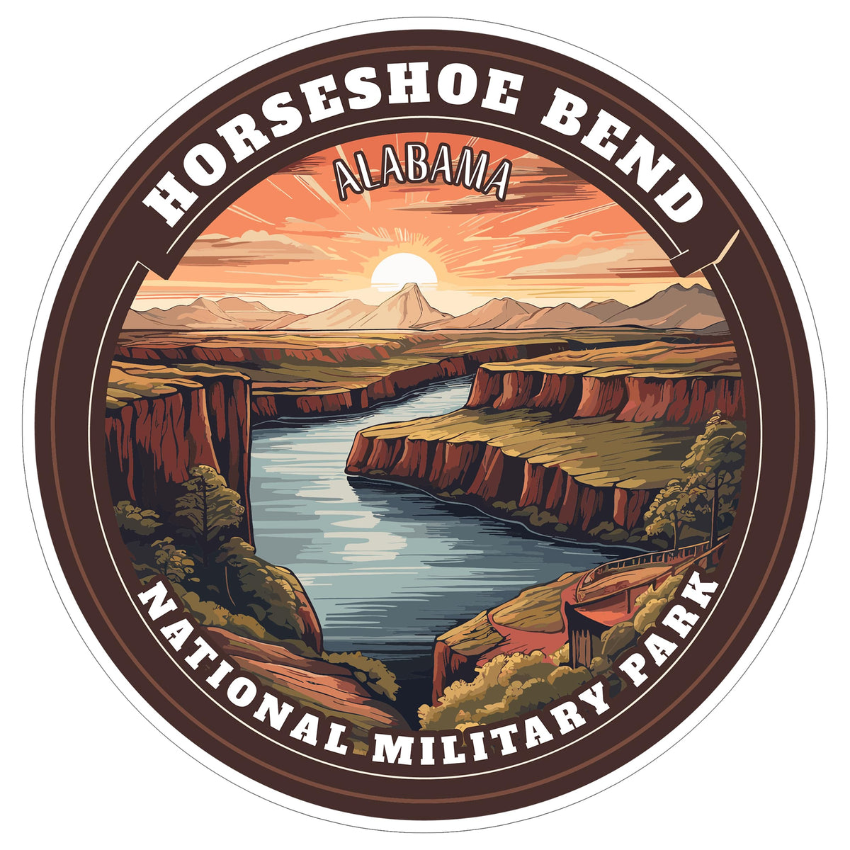 Horseshoe Bend National Military Park Alabama Sticker 4 Inch Travel Souvenir - Waterproof Vinyl Decal for Laptop Water Bottle Car Tumbler - Durable Aesthetic Long-Lasting Stickers for Adults ID44990