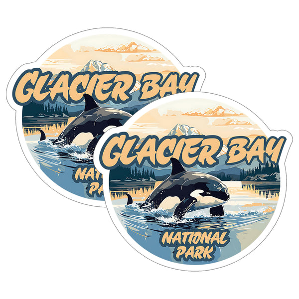 Glacier Bay National Park Alaska Sticker 4 Inch 2-Pack Souvenir - Waterproof Vinyl Decal for Laptop Water Bottle Car Tumbler - Durable Funny Aesthetic Long-Lasting Stickers for Adults ID45039