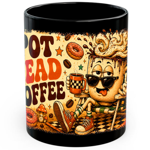 Pot Head Coffee Mug 11oz — Black Ceramic Coffee Mug