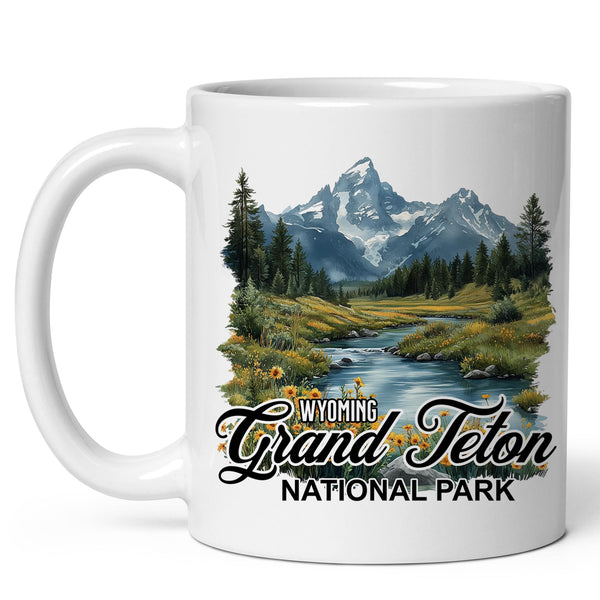 Grand Teton Wyoming Coffee Mug 11oz — White Ceramic Teton Range Mug