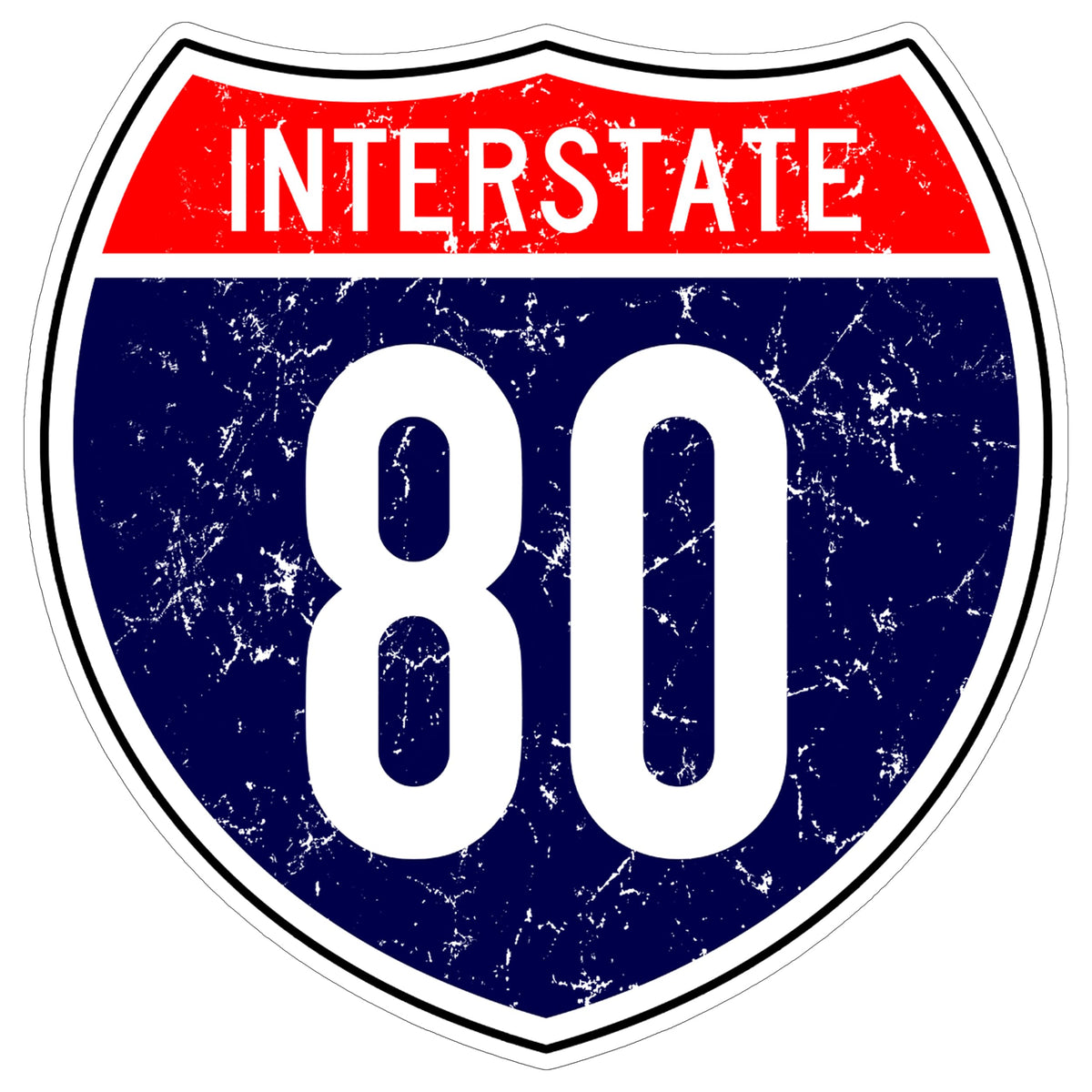 Interstate 80 Sticker 4 Inch Travel Souvenir City Destination - Waterproof Vinyl Decal for Laptop Water Bottle Car Tumbler - Durable Aesthetic Long-Lasting Stickers for Adults ID44990