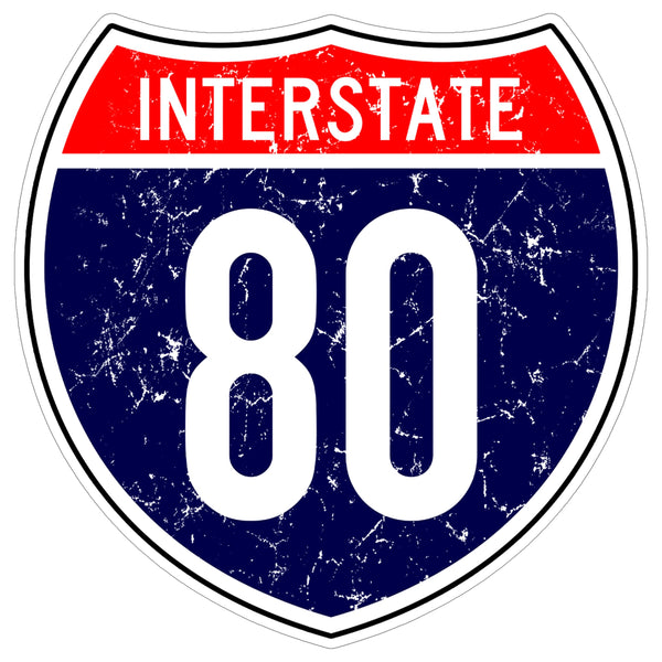 Interstate 80 Sticker 4 Inch Travel Souvenir City Destination - Waterproof Vinyl Decal for Laptop Water Bottle Car Tumbler - Durable Aesthetic Long-Lasting Stickers for Adults ID44990
