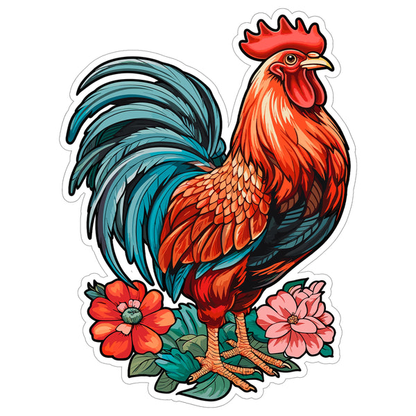 Rooster Sticker 4 Inch — Waterproof Vinyl Decal Cockerel Farm Morning Bird