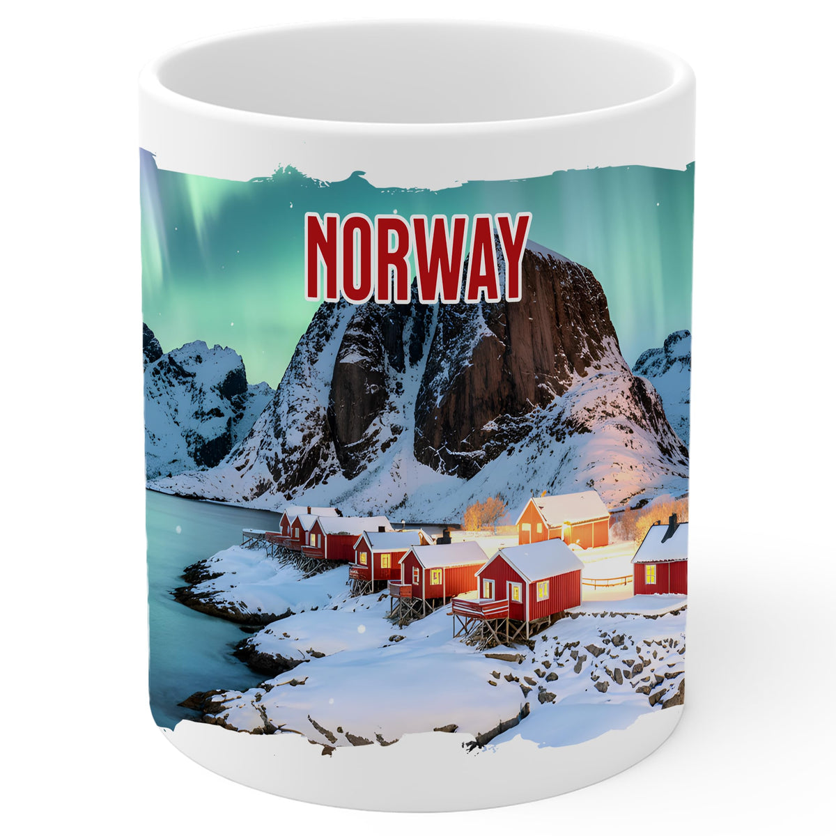 Norway Coffee Mug 11oz — White Ceramic Nordic Fjords Mug