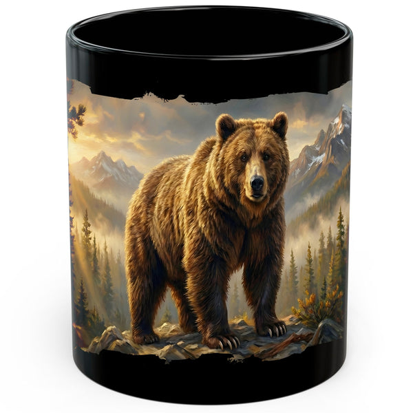 Bear Coffee Mug 11oz — Black Ceramic Wilderness Forest Animal Mug