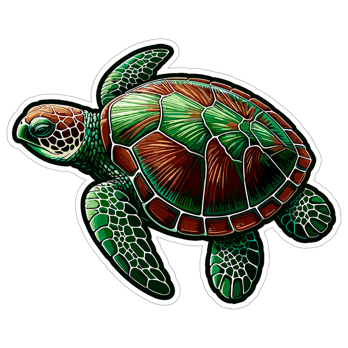 Sea Turtle Sticker 4 Inch — Waterproof Vinyl Decal Marine Reptile Endangered