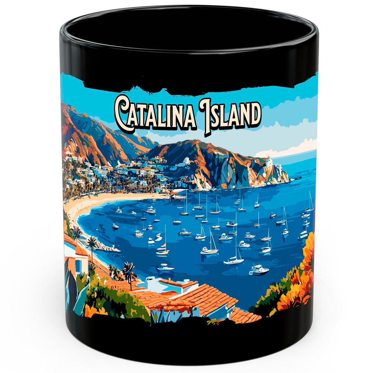 Catalina Island California Mug 11oz — Black Ceramic Cali Ocean Escape Coffee Mug
