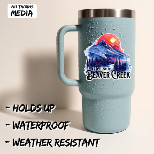 Beaver Creek Colorado 4 inch waterproof vinyl sticker decal 2-pack, ski resort vail valley design, durable laptop water bottle car tumbler decor