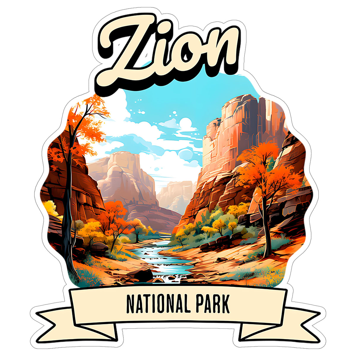 Zion National Park Utah Sticker 4 Inch Travel Souvenir Destination - Waterproof Vinyl Decal for Laptop Water Bottle Car Tumbler - Durable Aesthetic Long-Lasting Stickers for Adults ID44990
