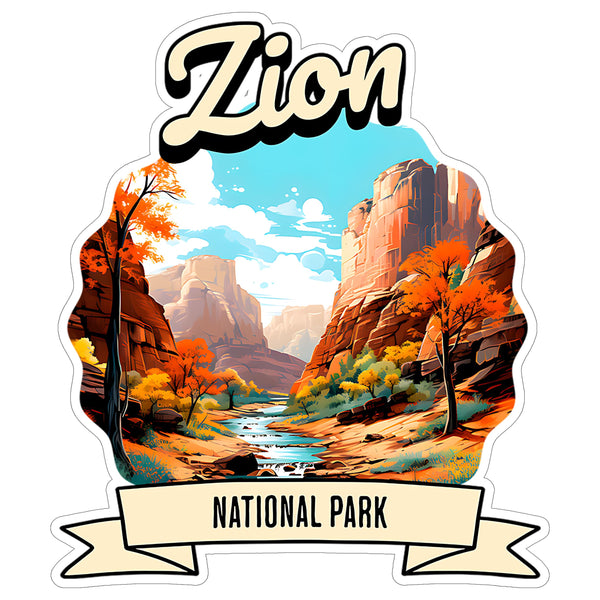 Zion National Park Utah Sticker 4 Inch Travel Souvenir Destination - Waterproof Vinyl Decal for Laptop Water Bottle Car Tumbler - Durable Aesthetic Long-Lasting Stickers for Adults ID44990