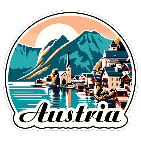 Austria Sticker 4 Inch City Travel Souvenir Destination - Waterproof Vinyl Decal for Laptop Water Bottle Car Tumbler - Durable Aesthetic Long-Lasting Stickers for Adults ID44990