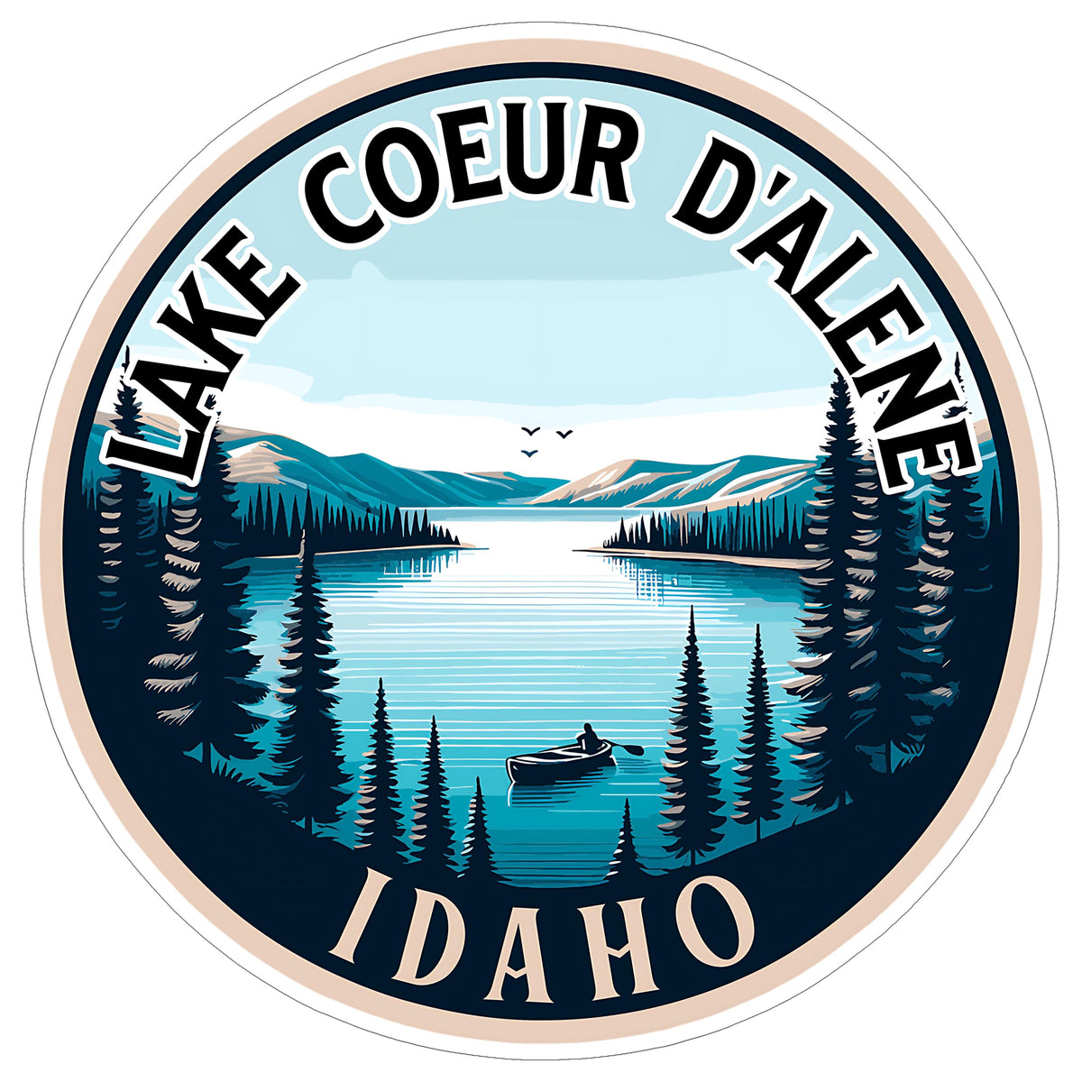 Lake Coeur D'alene Idaho Sticker 4 Inch — Waterproof Vinyl Decal Waterfront Wilderness