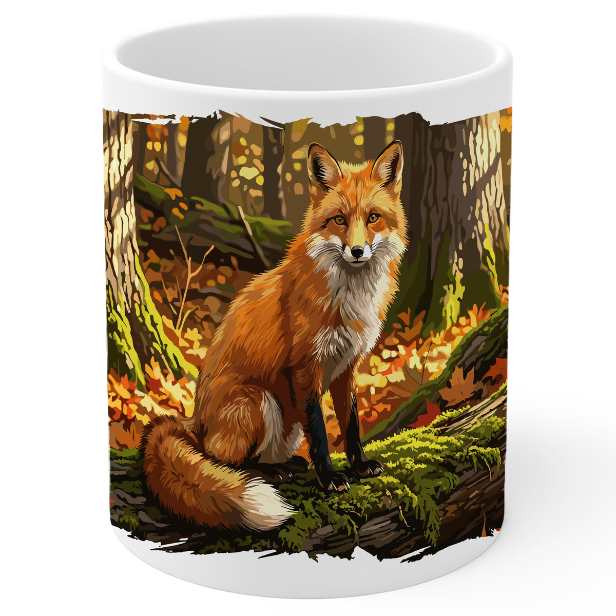 Fox Coffee Mug 11oz — White Ceramic Wildlife Gift Mug for Fox Lovers