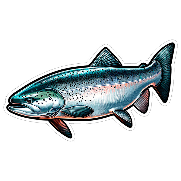 Salmon Sticker 4 Inch — Waterproof Vinyl Decal Anadromous Pacific Atlantic