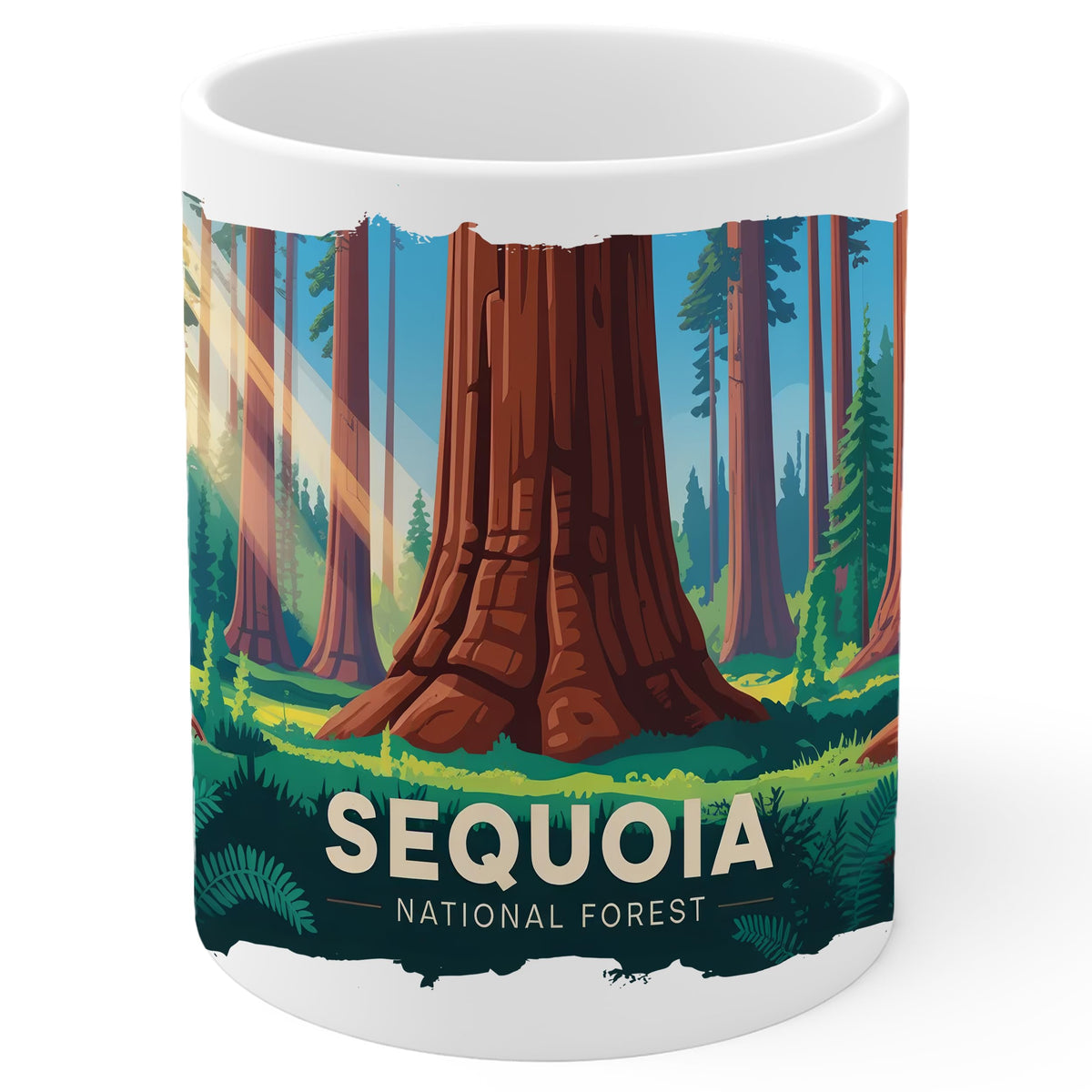 Sequoia National Forest Mug 11oz — White Ceramic Giant Trees Coffee Mug