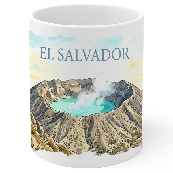 El Salvador Coffee Mug 11oz — White Ceramic Central America Flag Heritage Mug