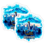 Seattle Washington Sticker 4 Inch 2-Pack - Waterproof Vinyl Decal for Laptop Water Bottle Car Tumbler - Durable Aesthetic Long-Lasting Stickers for Adults ID45039 1