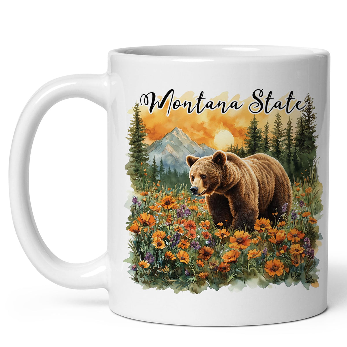 Montana State Coffee Mug 11oz — White Ceramic Treasure State Mug