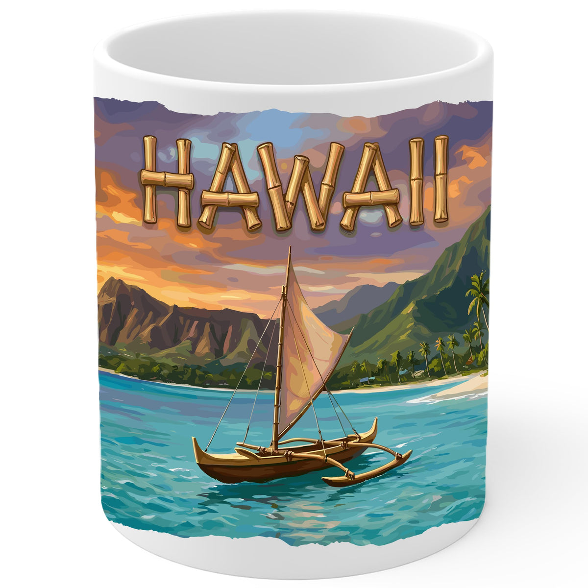 Hawaii State Coffee Mug 11oz — White Ceramic Aloha State Souvenir Mug