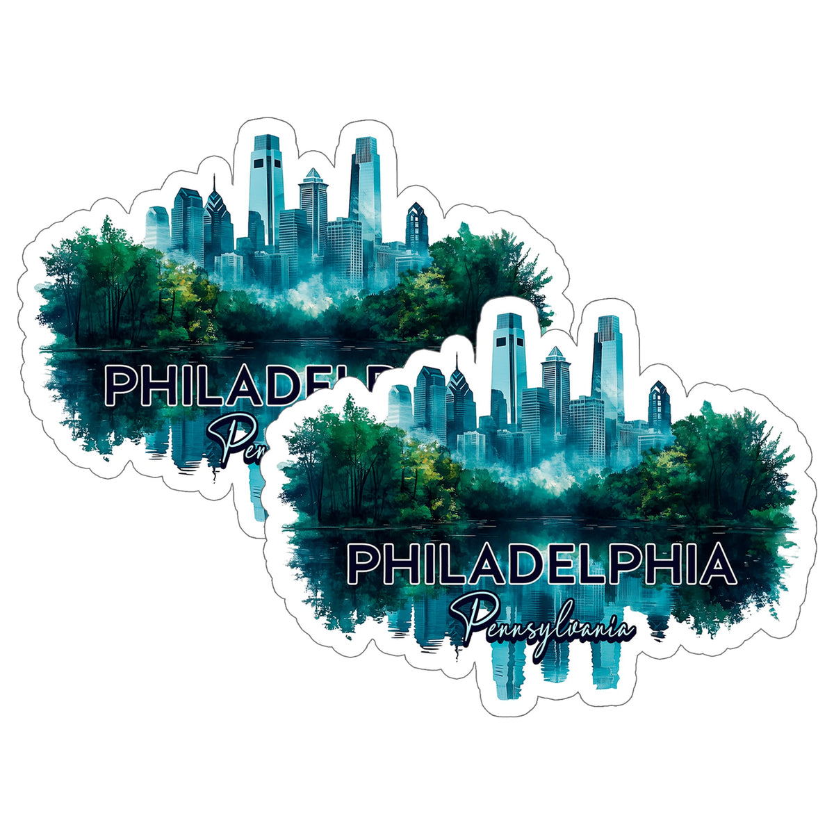 Philadelphia Pennsylvania Sticker 4 Inch 2-Pack - Waterproof Vinyl Decal for Laptop Water Bottle Car Tumbler - Durable Aesthetic Long-Lasting Stickers for Adults ID45039