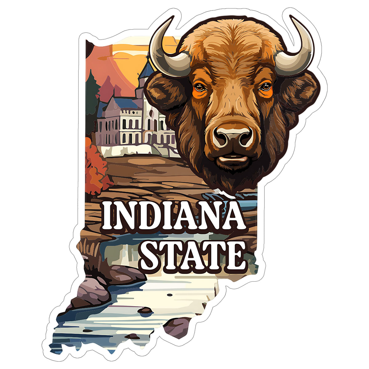 Indiana State Sticker 4 Inch — Waterproof Vinyl Decal State Pride