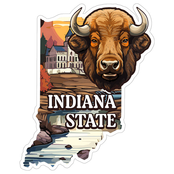 Indiana State Sticker 4 Inch Travel Souvenir City Destination - Waterproof Vinyl Decal for Laptop Water Bottle Car Tumbler - Durable Aesthetic Long-Lasting Stickers for Adults ID44990