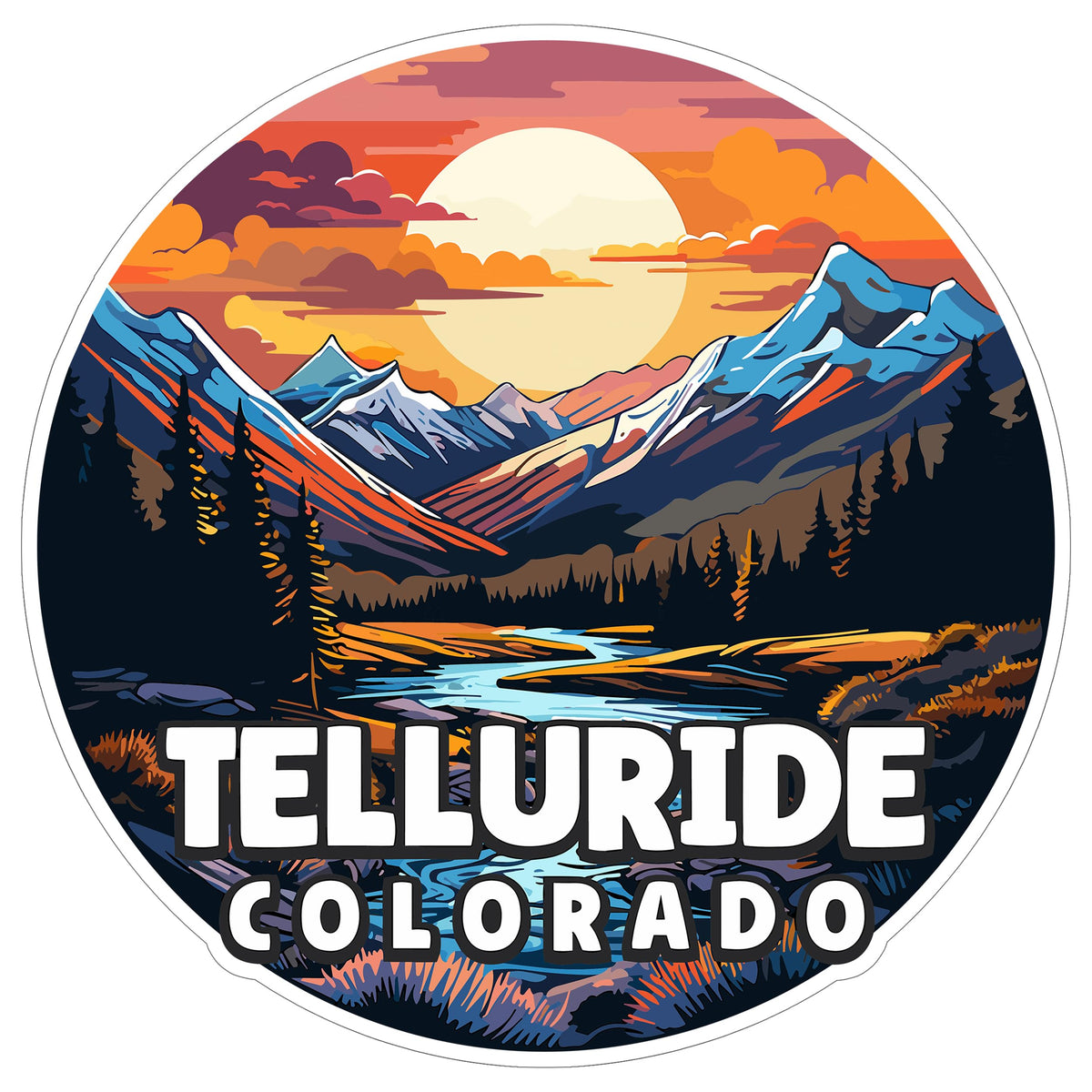 Telluride Colorado Sticker 4 Inch Travel Souvenir City Destination - Waterproof Vinyl Decal for Laptop Water Bottle Car Tumbler - Durable Aesthetic Long-Lasting Stickers for Adults ID44990