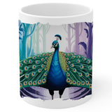 Peacock Mug 11oz — White Ceramic Vibrant Bird Coffee Mug for Peacock Lovers 1