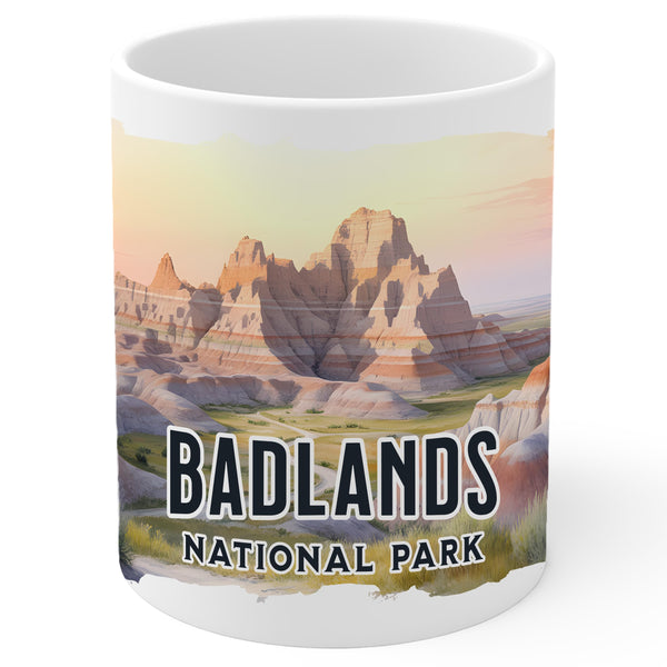 Badlands National Park South Dakota Mug 11oz — White Ceramic Souvenir