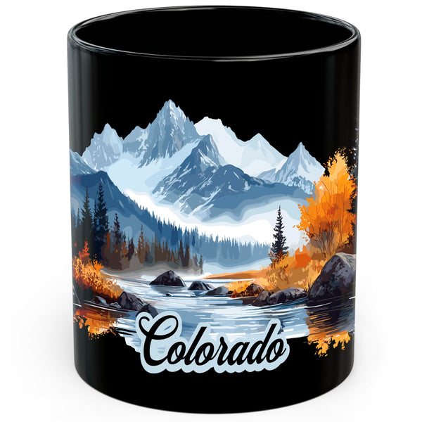 Colorado State Mug 11oz — Black Ceramic Rocky Mountains Coffee Mug