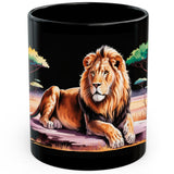 Lion Mug 11oz — Black Ceramic King of Jungle Coffee Mug 1